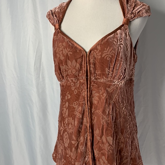 Anthropologie Silk And Velvet Eyelet Close Empire Waist Top - Picture 2 of 5